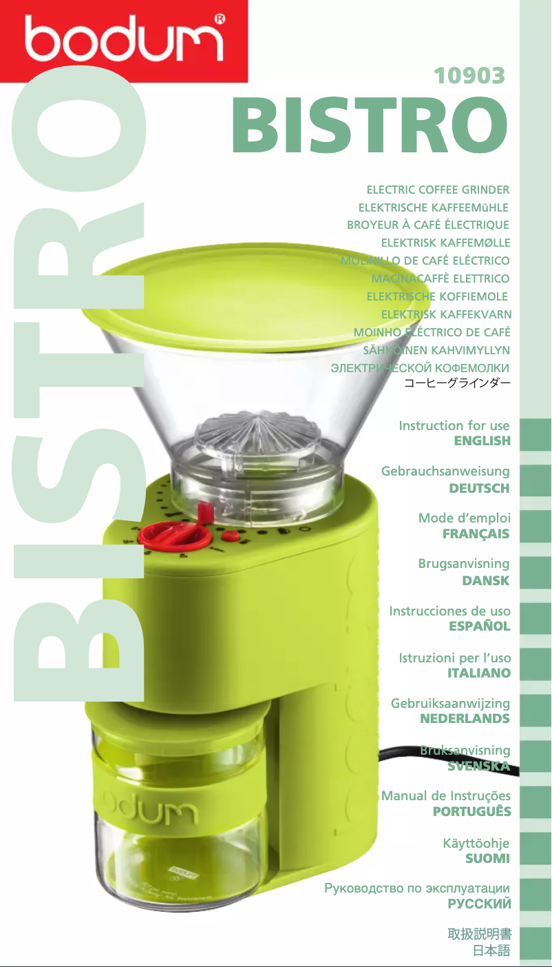 Imagen de la primera página del manual del dispositivo Bistro Burr