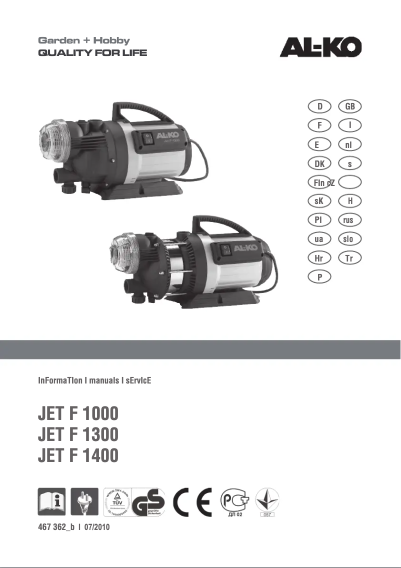 Imagen de la primera página del manual del dispositivo JET F