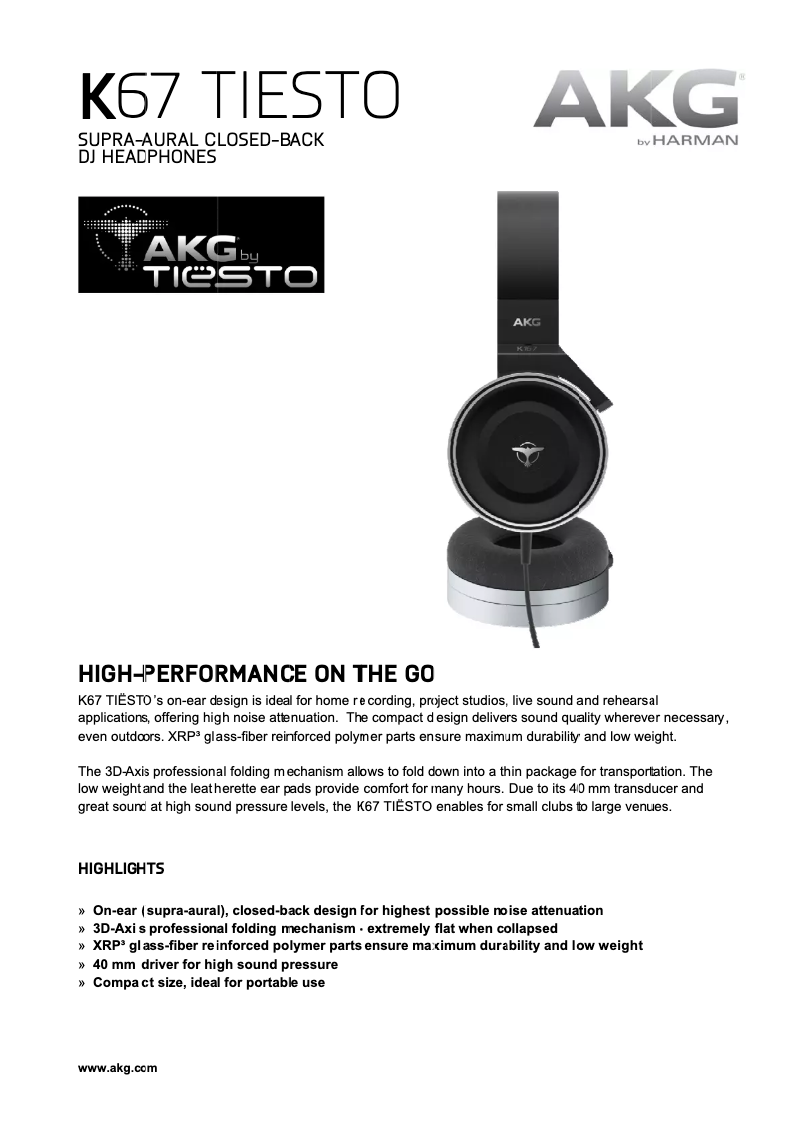 Página 1 del manual Manual de usuario AKG K67 Tiesto