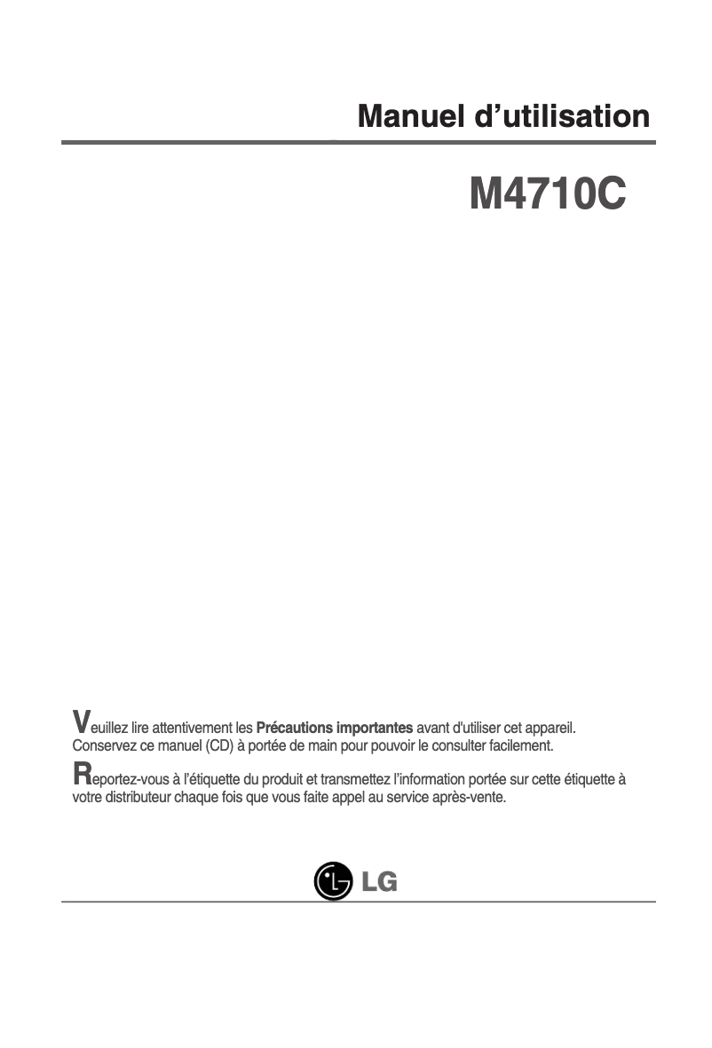 Imagen de la primera página del manual del dispositivo Flatron M4710C