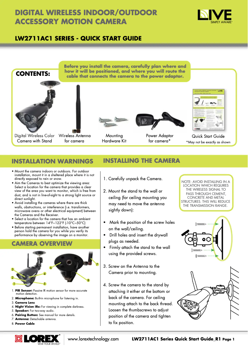 Imagen de la primera página del manual del dispositivo LW2711AC1