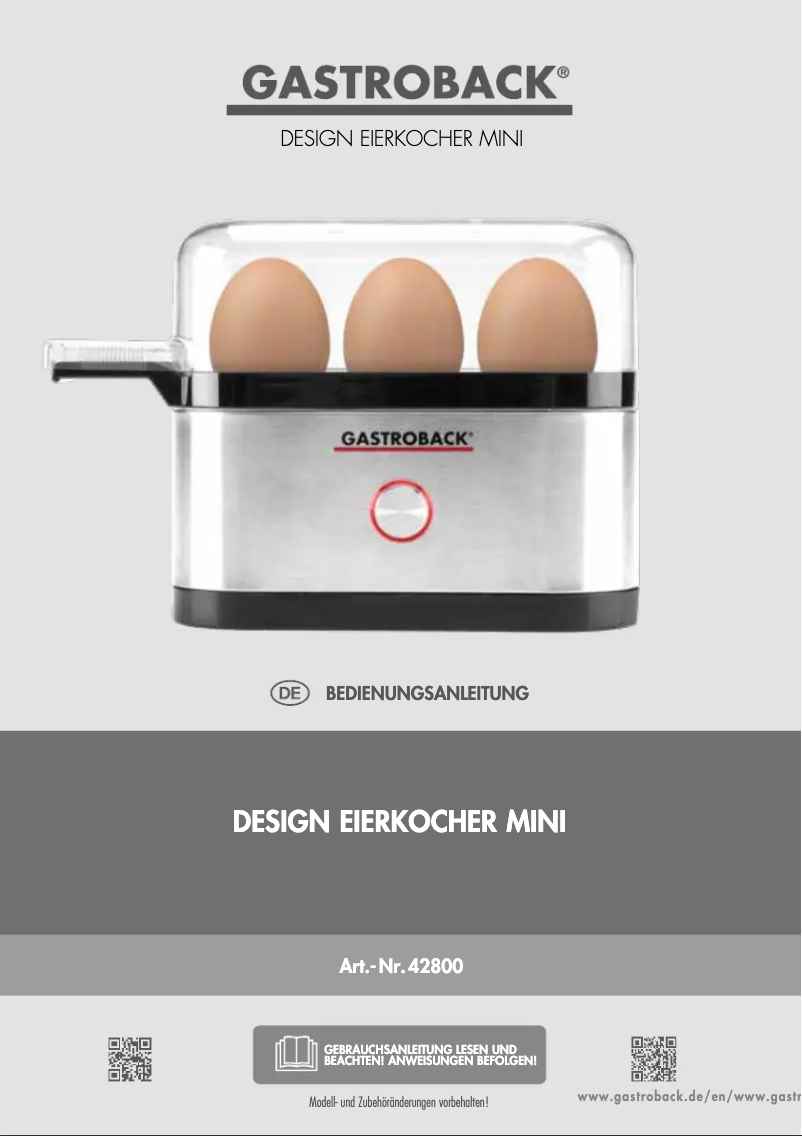 Página 1 del manual Manual de usuario Gastroback Design Mini 42800