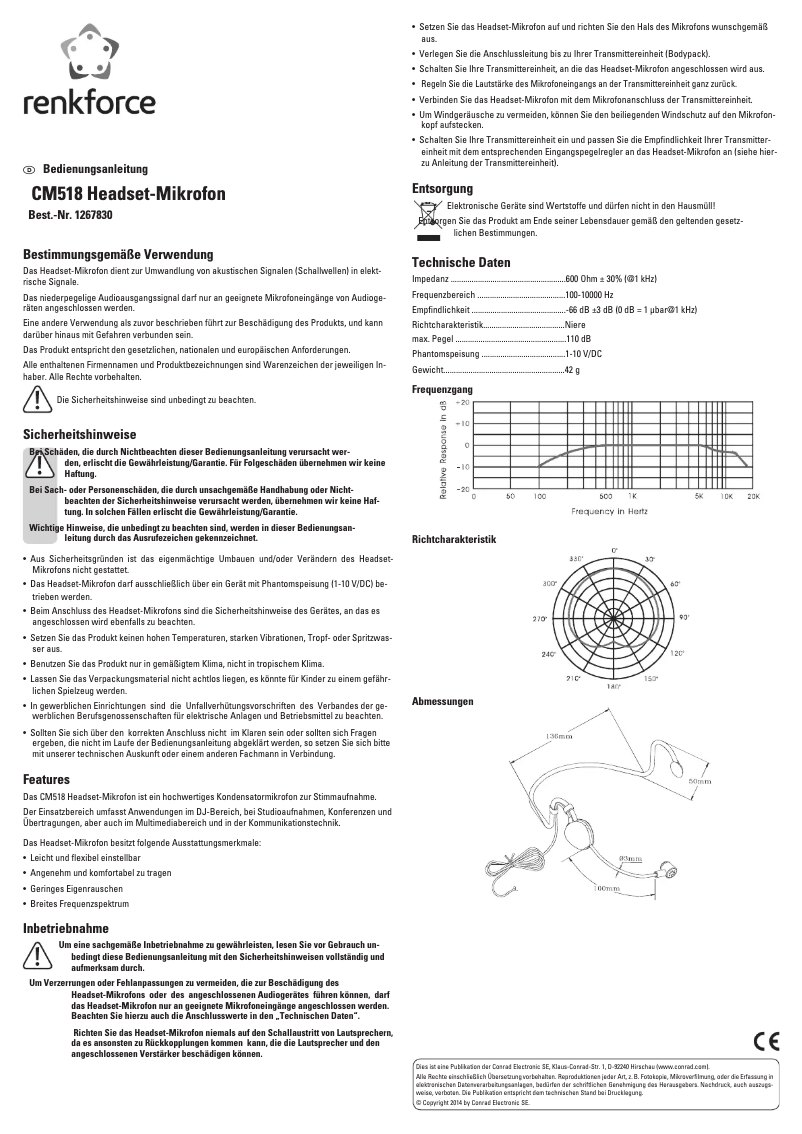 Página 1 del manual Manual de usuario Renkforce CM518