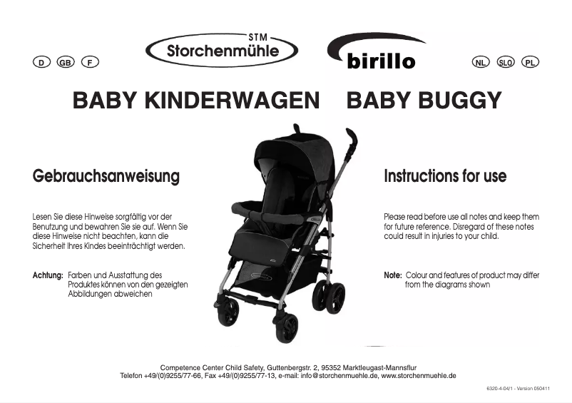 Imagen de la primera página del manual del dispositivo Birillo buggy