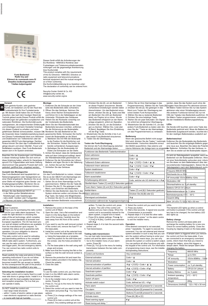 Imagen de la primera página del manual del dispositivo FU9045