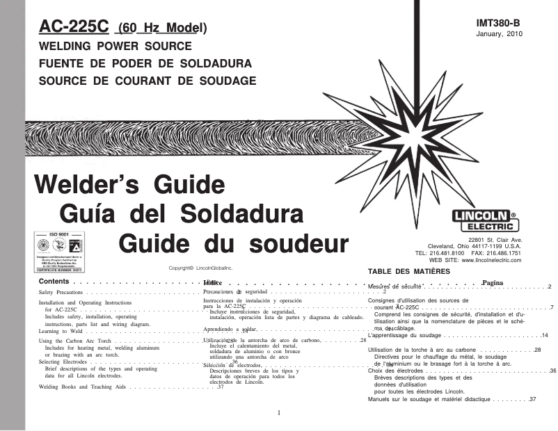 Imagen de la primera página del manual del dispositivo AC-225C