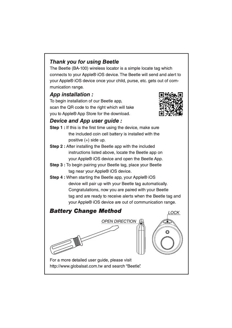 Imagen de la primera página del manual del dispositivo BA-100
