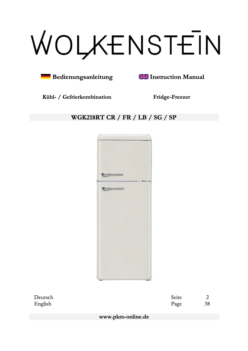 Página 1 del manual Manual de usuario Wolkenstein WGK218RT SG