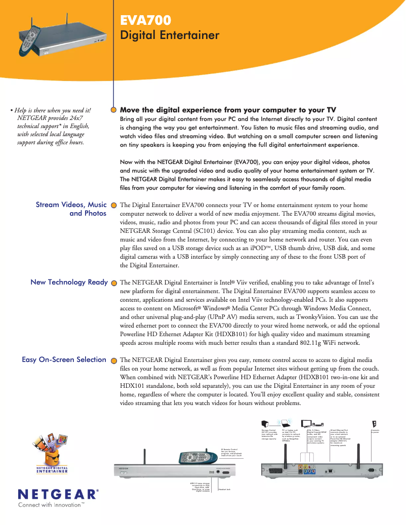 Página 1 del manual Ficha técnica Netgear EVA700