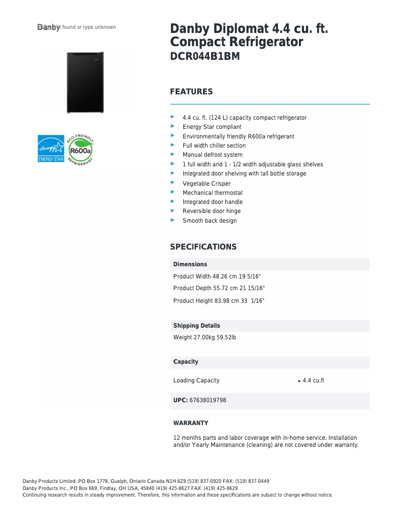 Imagen de la primera página del manual del dispositivo DCR044B1BM