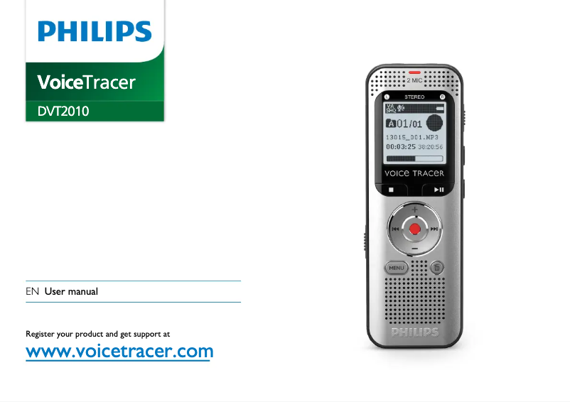 Página 1 del manual Manual de usuario Philips VoiceTracer DVT2015