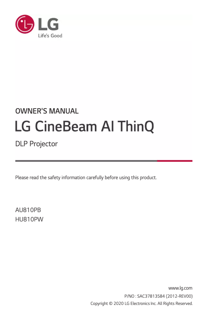 Imagen de la primera página del manual del dispositivo CineBeam AU810