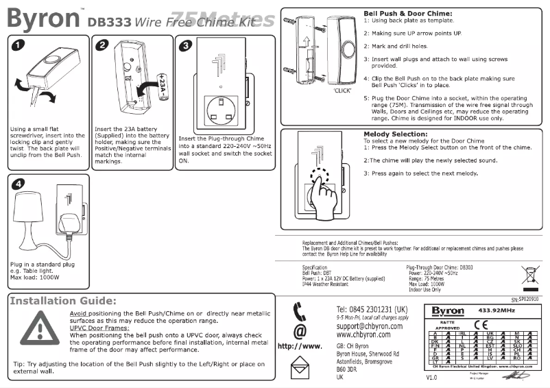 Imagen de la primera página del manual del dispositivo DB333