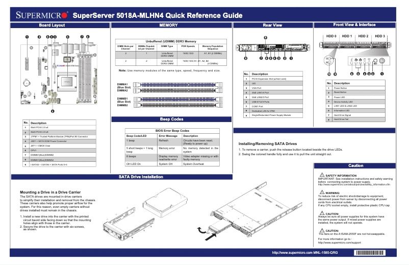 Imagen de la primera página del manual del dispositivo SuperServer 5018A-MLHN4