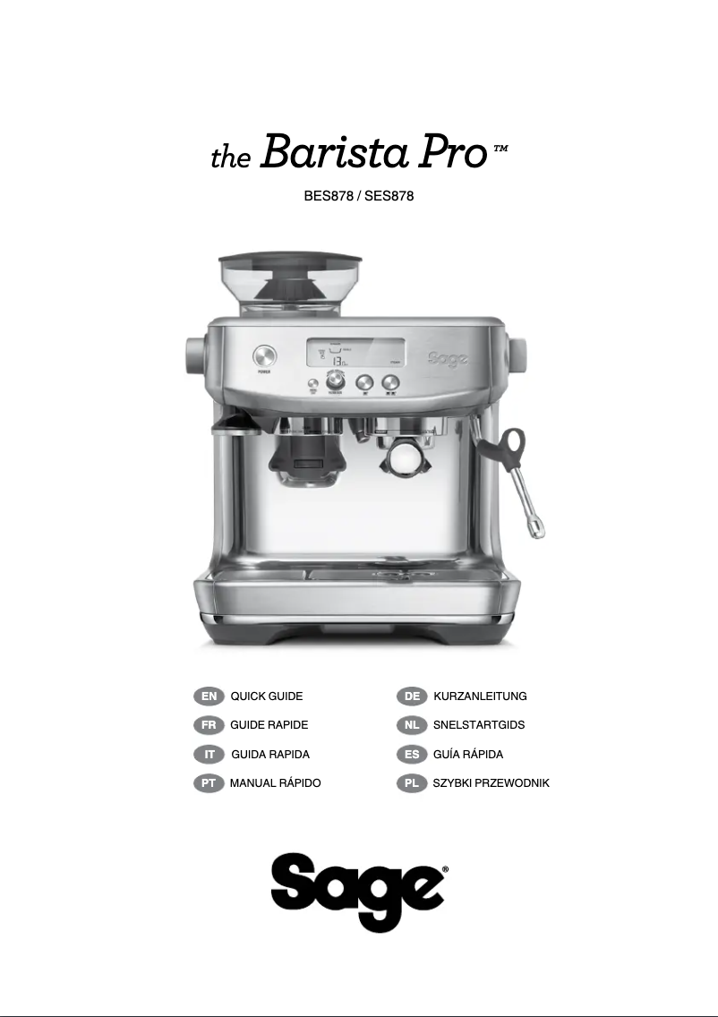 Imagen de la primera página del manual del dispositivo The Barista Pro SES878