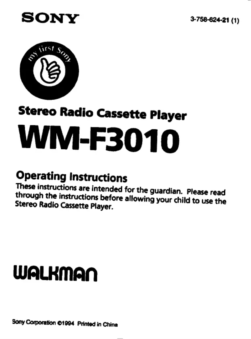 Imagen de la primera página del manual del dispositivo Walkman WM-F3010