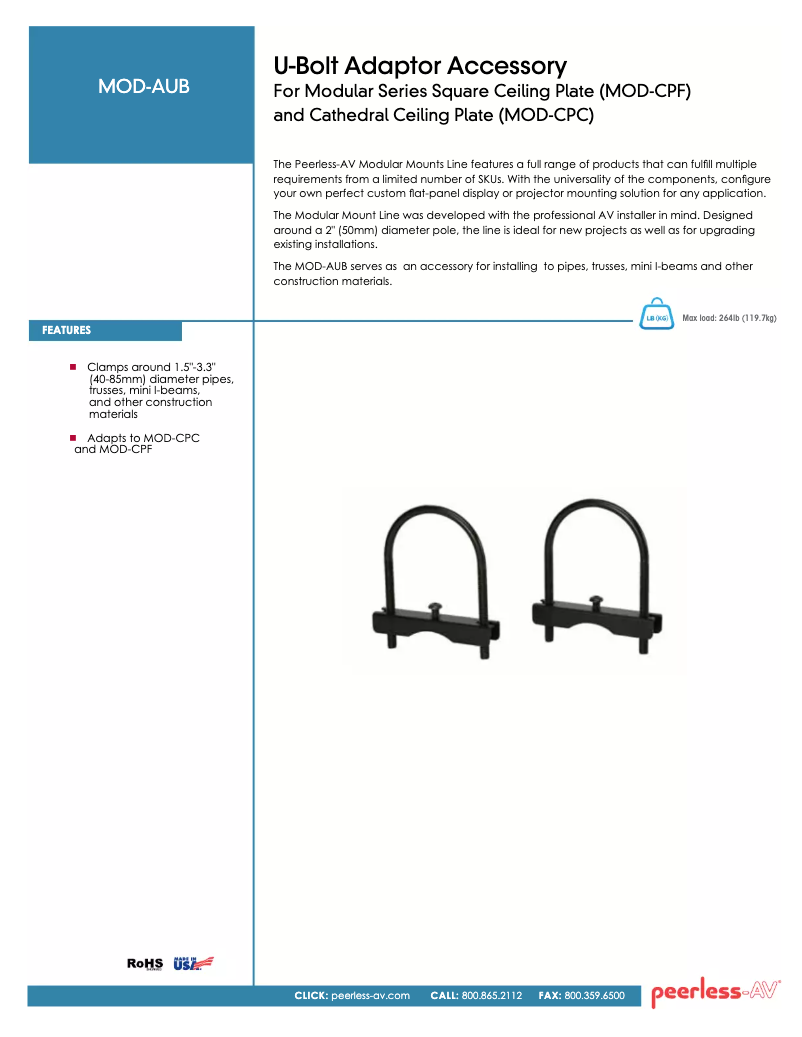 Página 1 del manual Manual de usuario Peerless-AV MOD-AUB