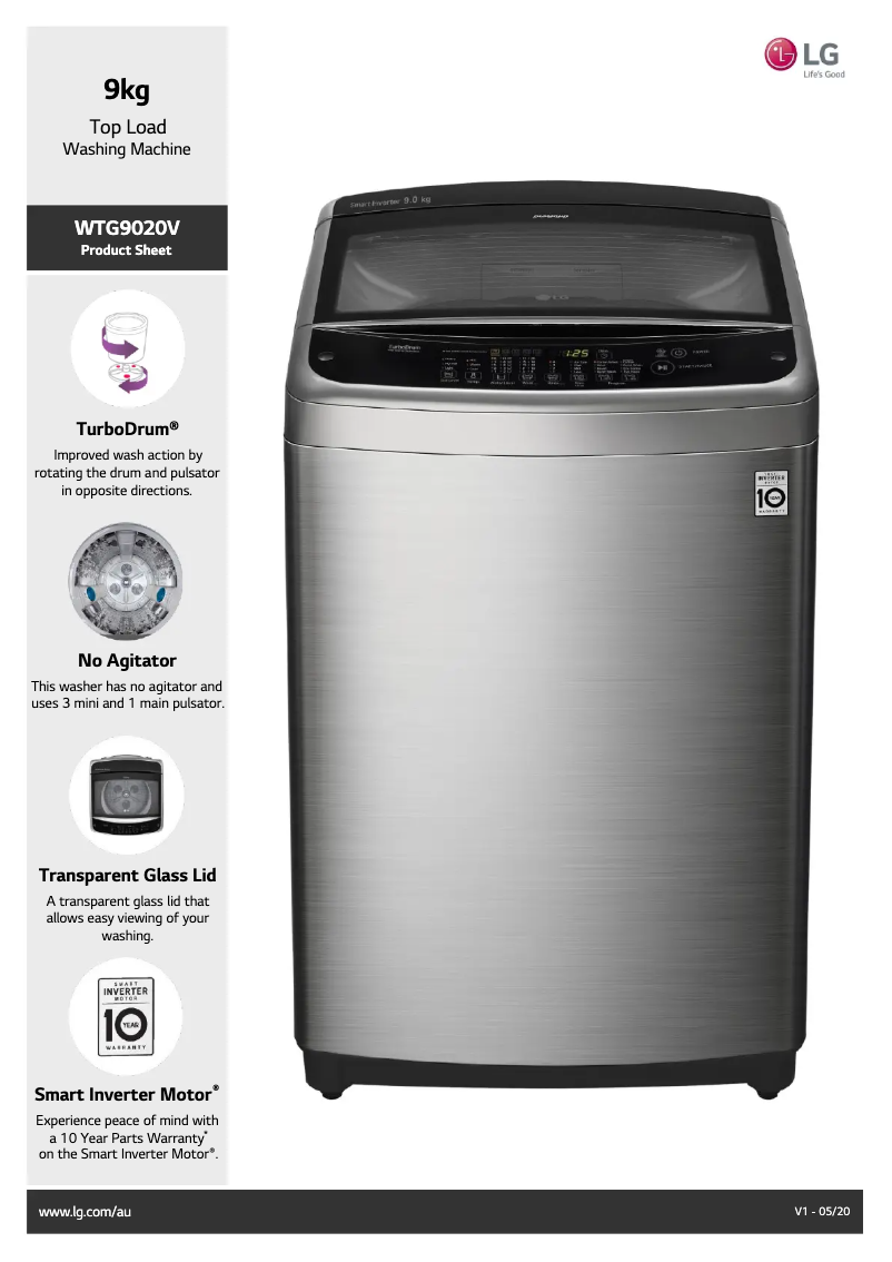 Página 1 del manual Ficha técnica LG WTG9020V