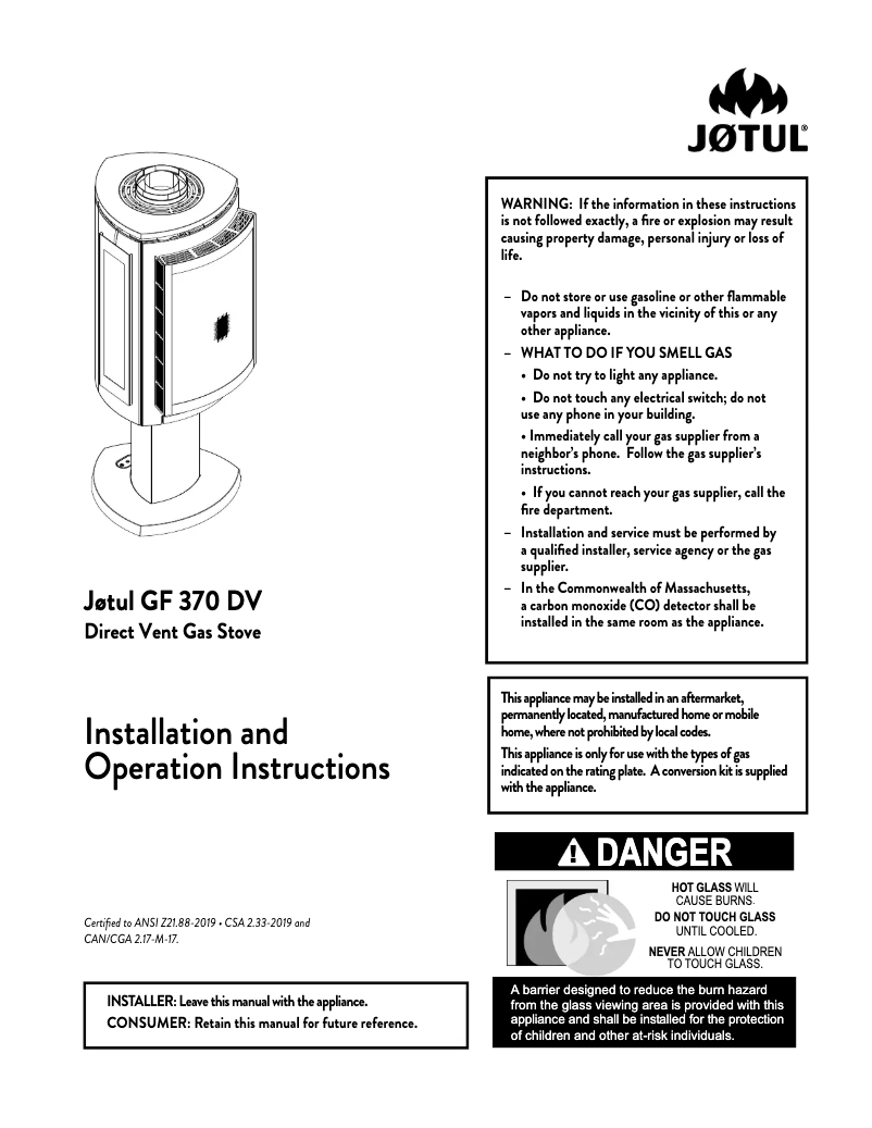 Imagen de la primera página del manual del dispositivo GF 370 DV