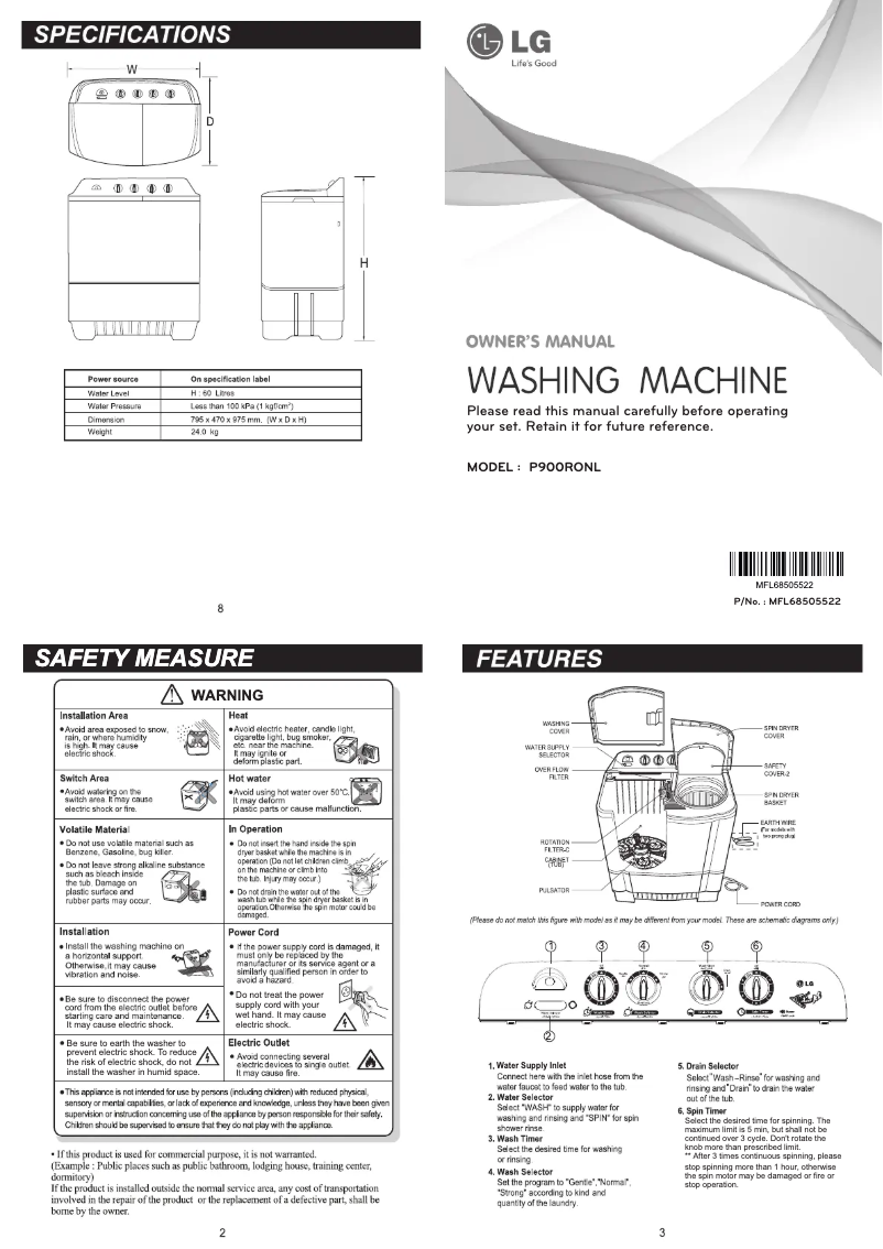 Página nº 1 - Manual de usuario LG P900RONL
