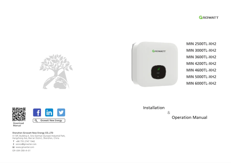 Imagen de la primera página del manual del dispositivo MIN2500-6000TL-XH2
