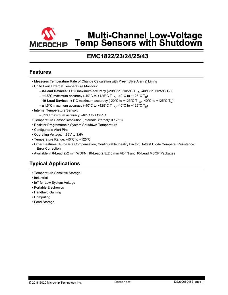 Imagen de la primera página del manual del dispositivo EMC1822
