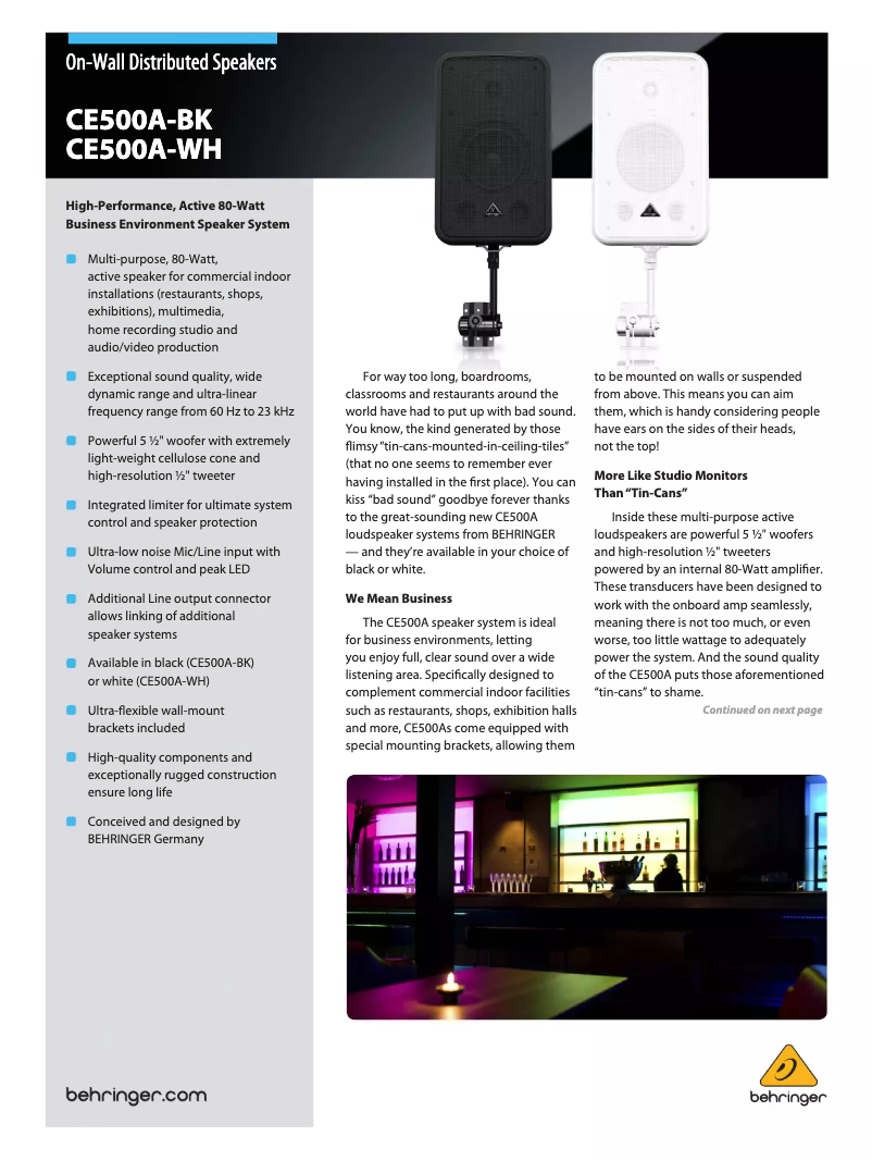 Imagen de la primera página del manual del dispositivo CE500A-BK