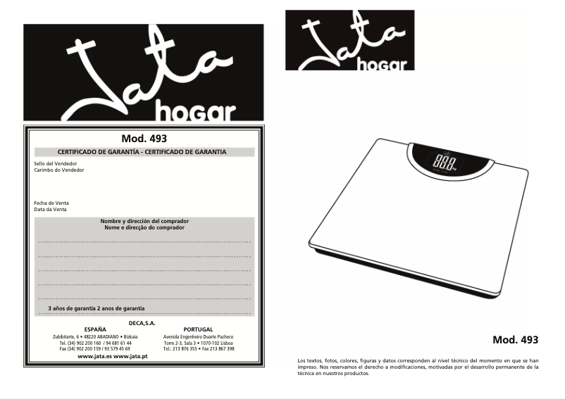 Página 1 del manual Manual de usuario Jata 493