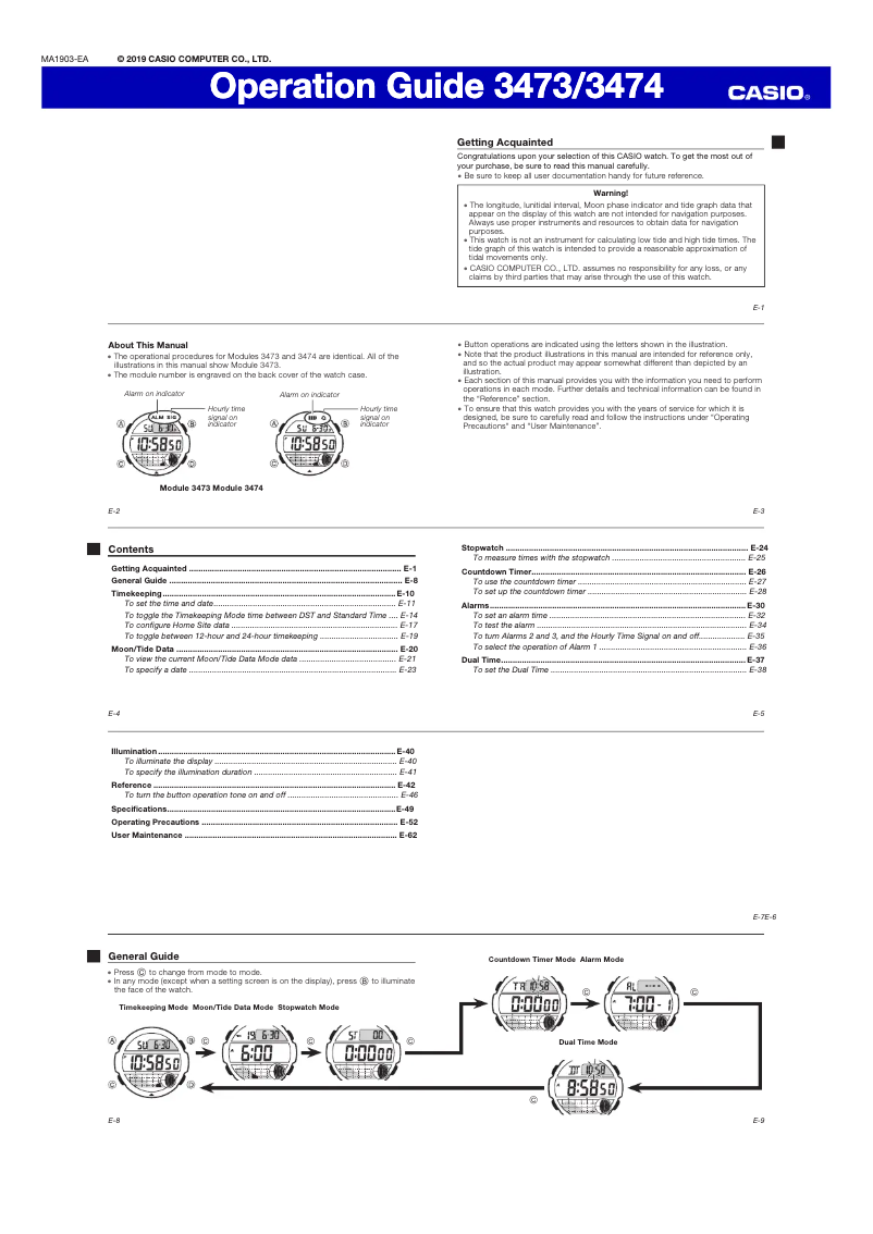 Página 1 del manual Manual de usuario Casio WS-1100H-1AVEF