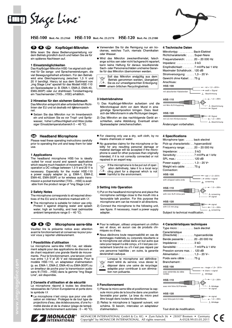 Imagen de la primera página del manual del dispositivo HSE-110