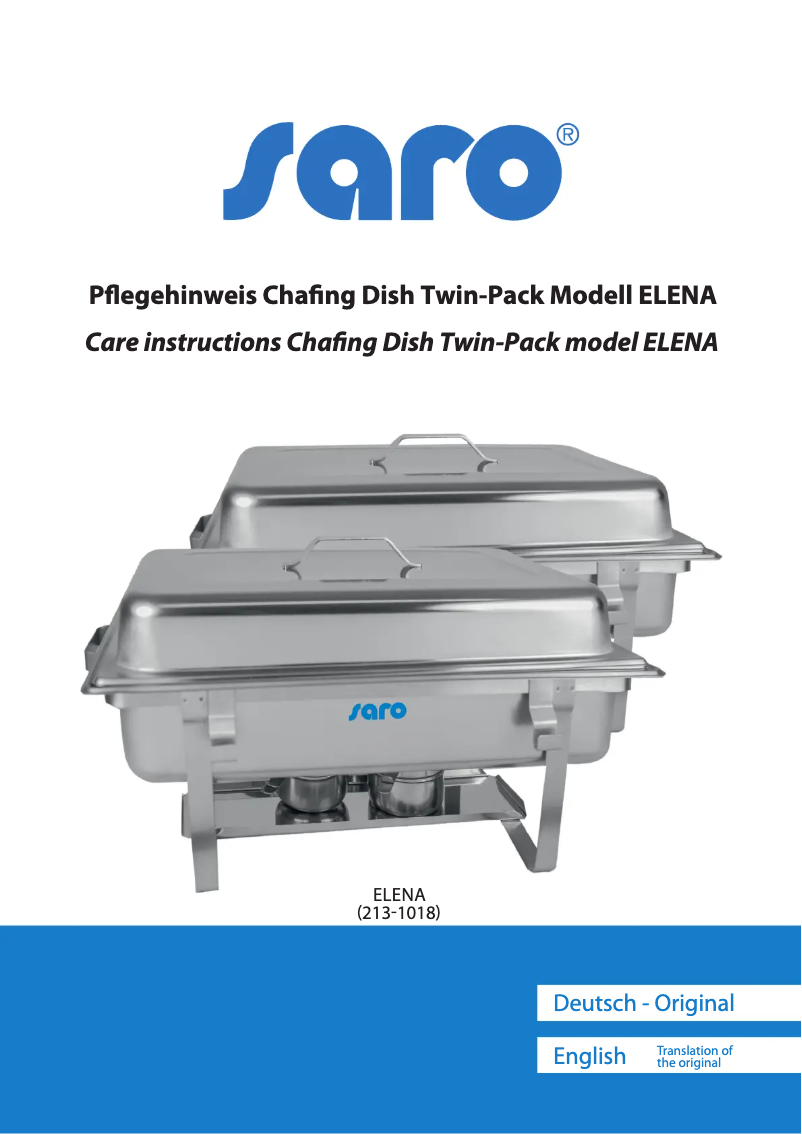 Página nº 1 - Manual de usuario Saro ELENA 213-1018