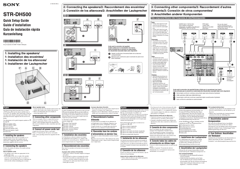 Imagen de la primera página del manual del dispositivo STR-DH500