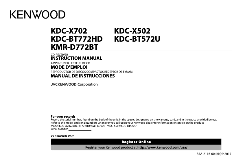 Imagen de la primera página del manual del dispositivo KDC-X502