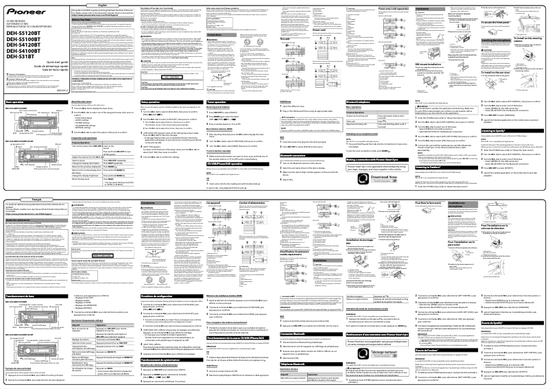 Imagen de la primera página del manual del dispositivo DEH-S4120BT