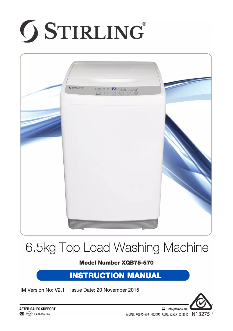 Página 1 del manual Manual de usuario Stirling XQB75-570