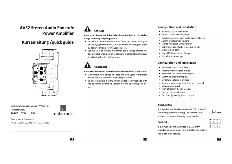 Imagen de la primera página del manual del dispositivo AV32