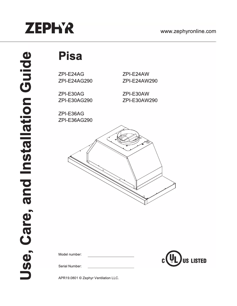 Imagen de la primera página del manual del dispositivo Pisa ZPI-E30AW290