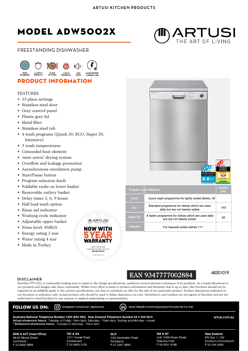 Imagen de la primera página del manual del dispositivo ADW5002X