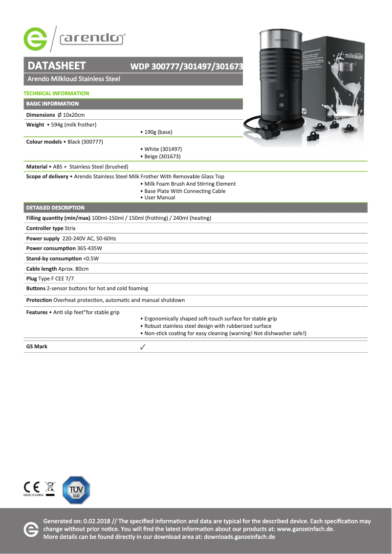 Imagen de la primera página del manual del dispositivo Milkloud 300777