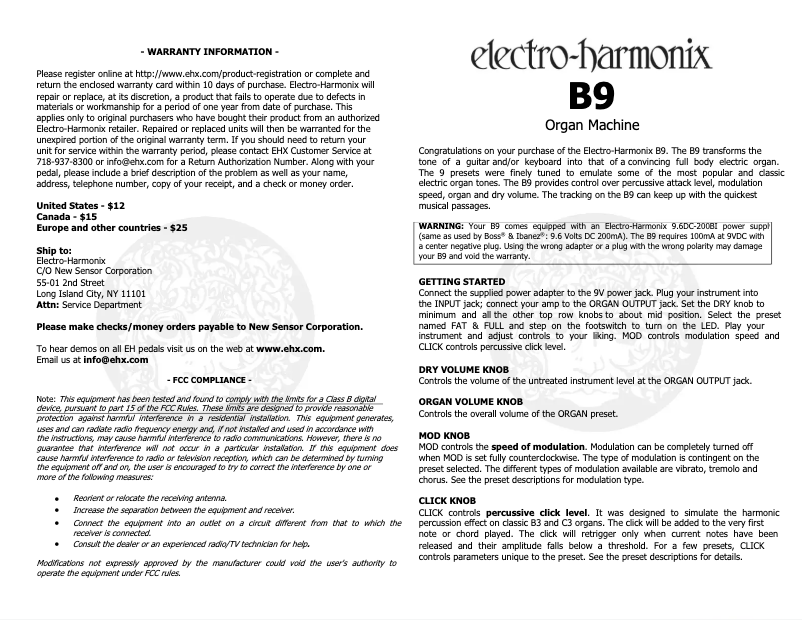 Imagen de la primera página del manual del dispositivo B9