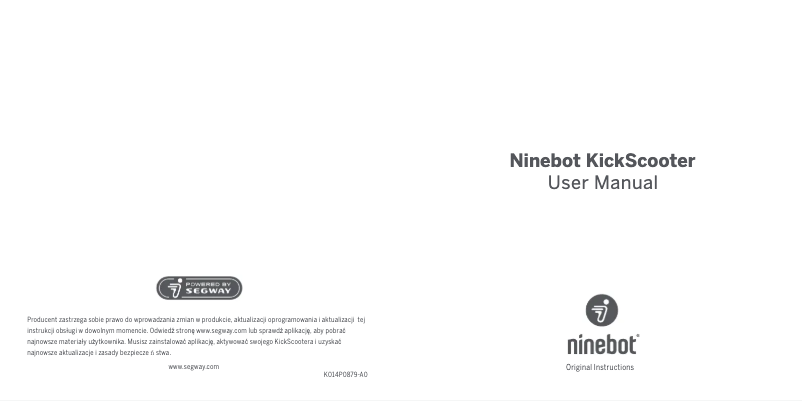 Imagen de la primera página del manual del dispositivo Ninebot KickScooter E45D