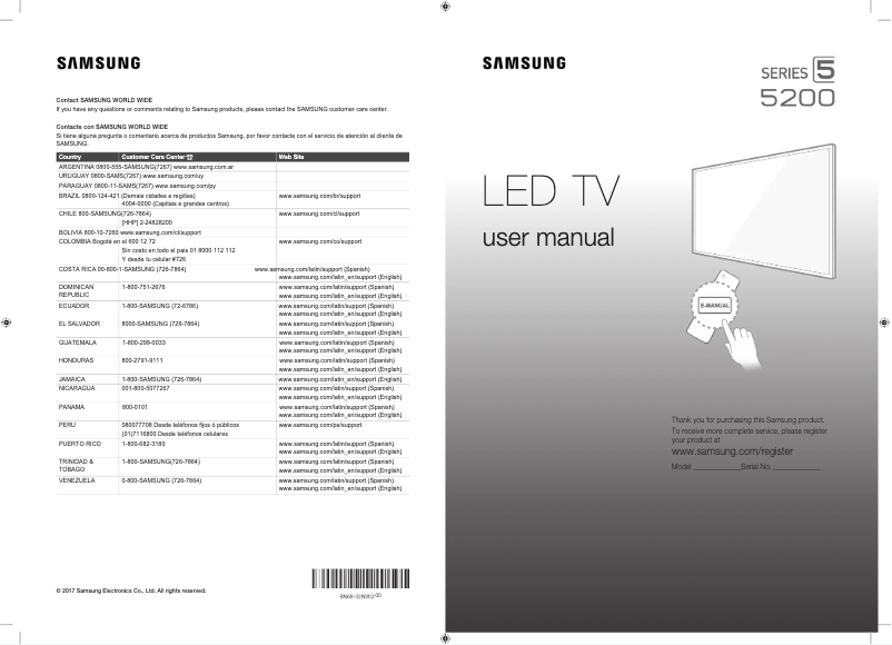 Imagen de la primera página del manual del dispositivo UN49J5200AF