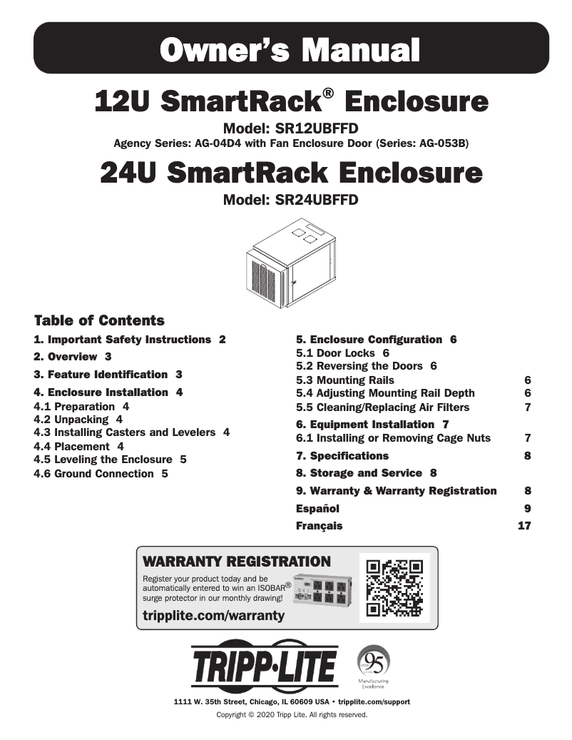 Imagen de la primera página del manual del dispositivo SmartRack SRX12UBFFD