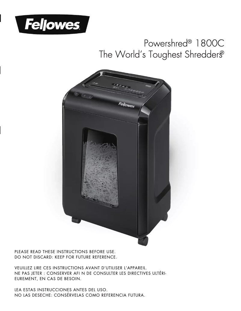 Página 1 del manual Manual de usuario Fellowes Powershred 1800C