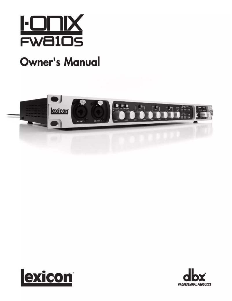 Imagen de la primera página del manual del dispositivo I-ONIX FW810S