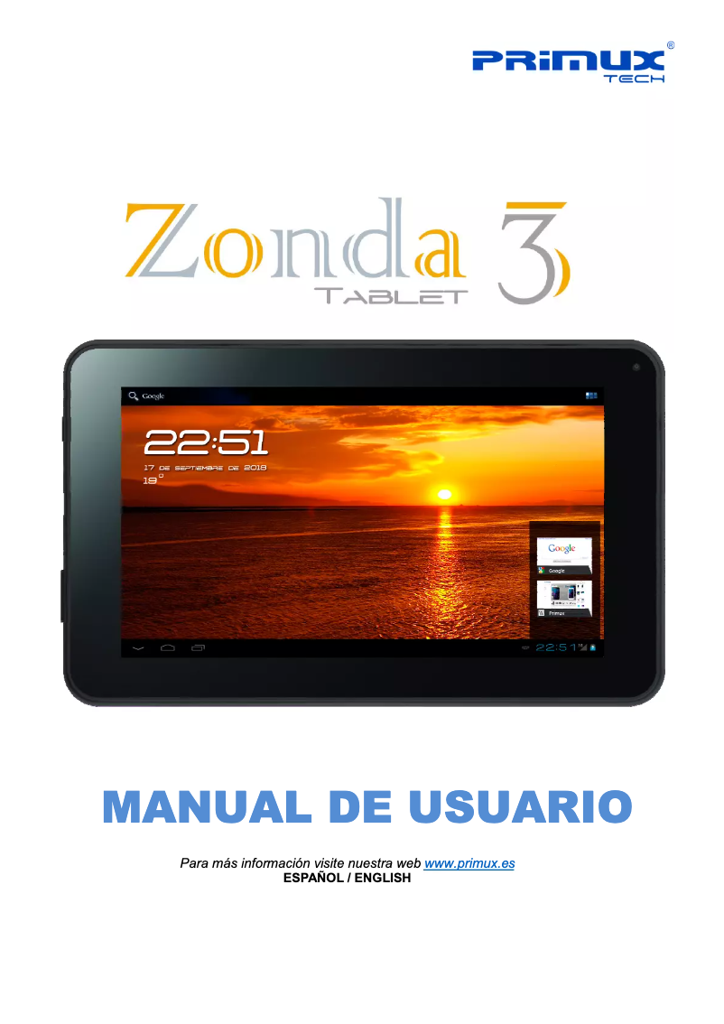 Imagen de la primera página del manual del dispositivo Zonda 3