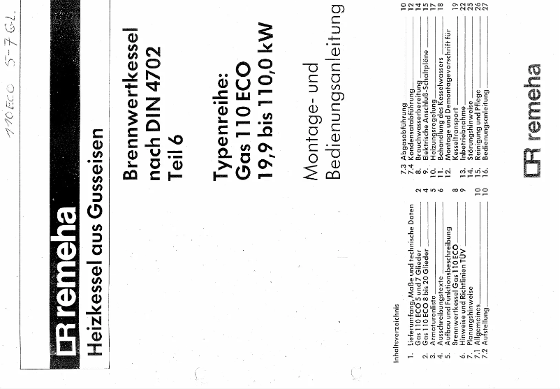 Página nº 1 - Manual de usuario Remeha Gas 110 Eco