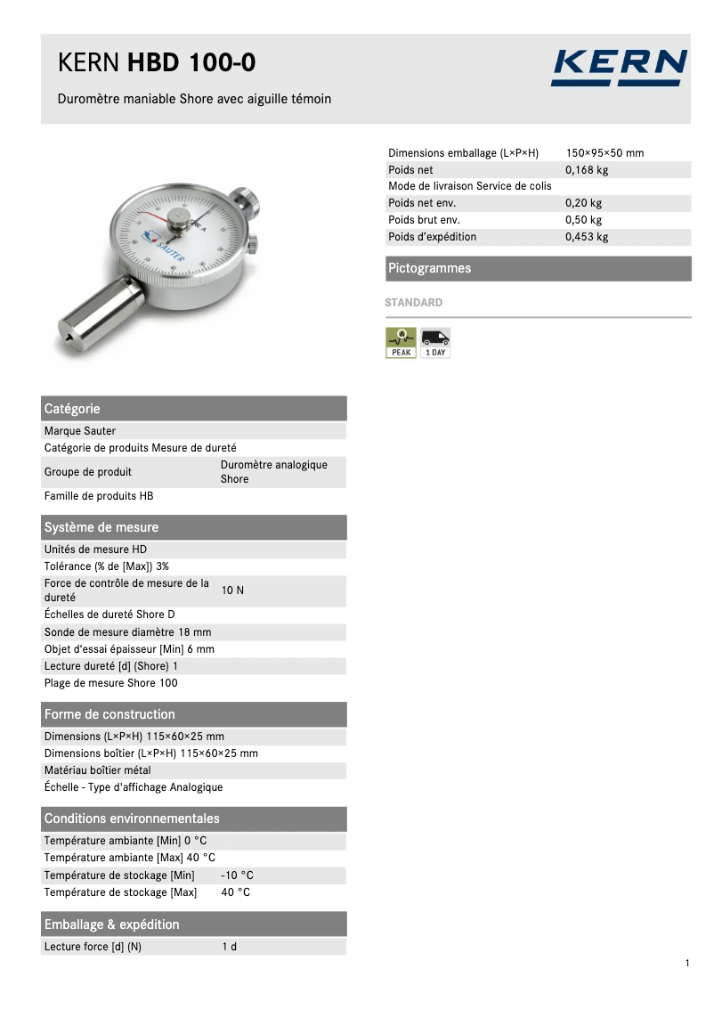 Página nº 1 - Ficha técnica Kern HBD 100-0