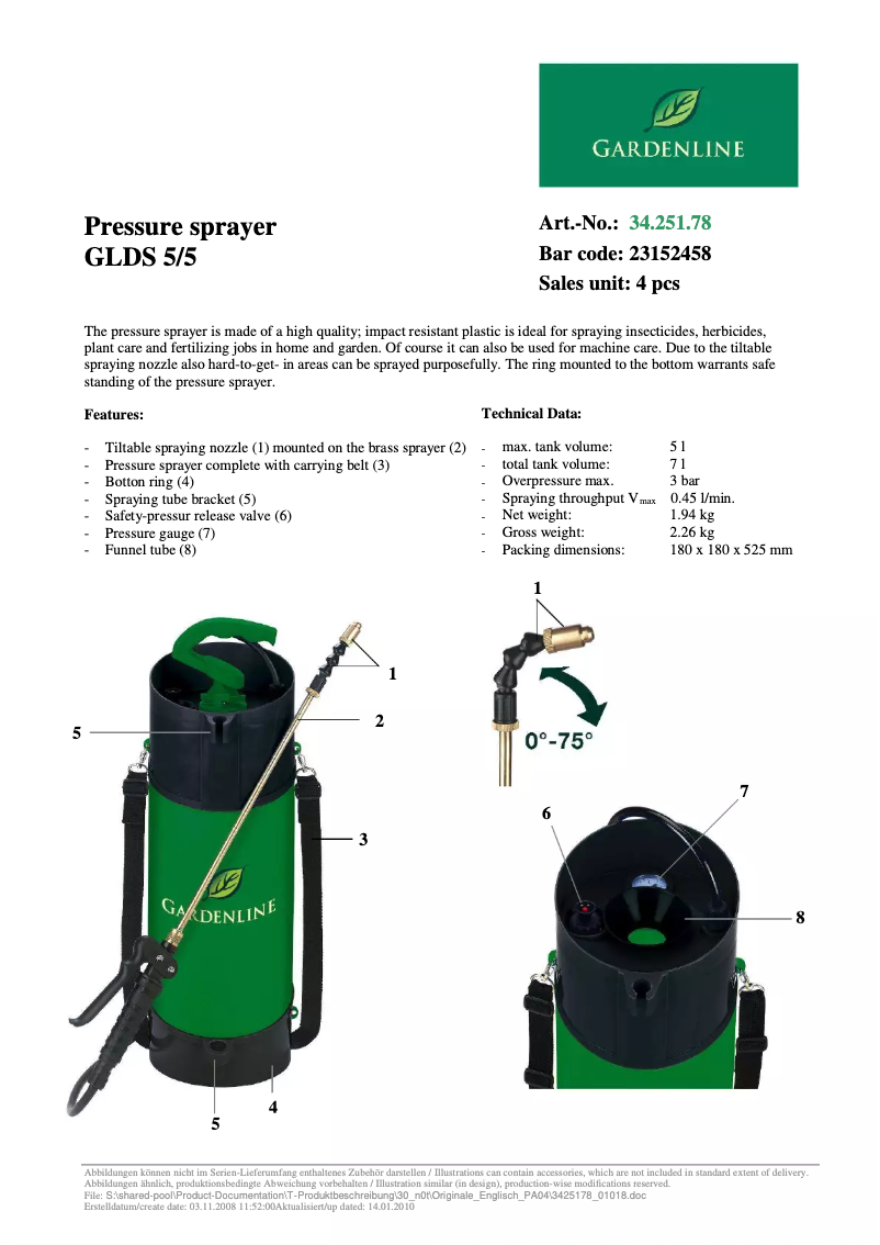 Página 1 del manual Manual de usuario Gardenline GLDS 5/5