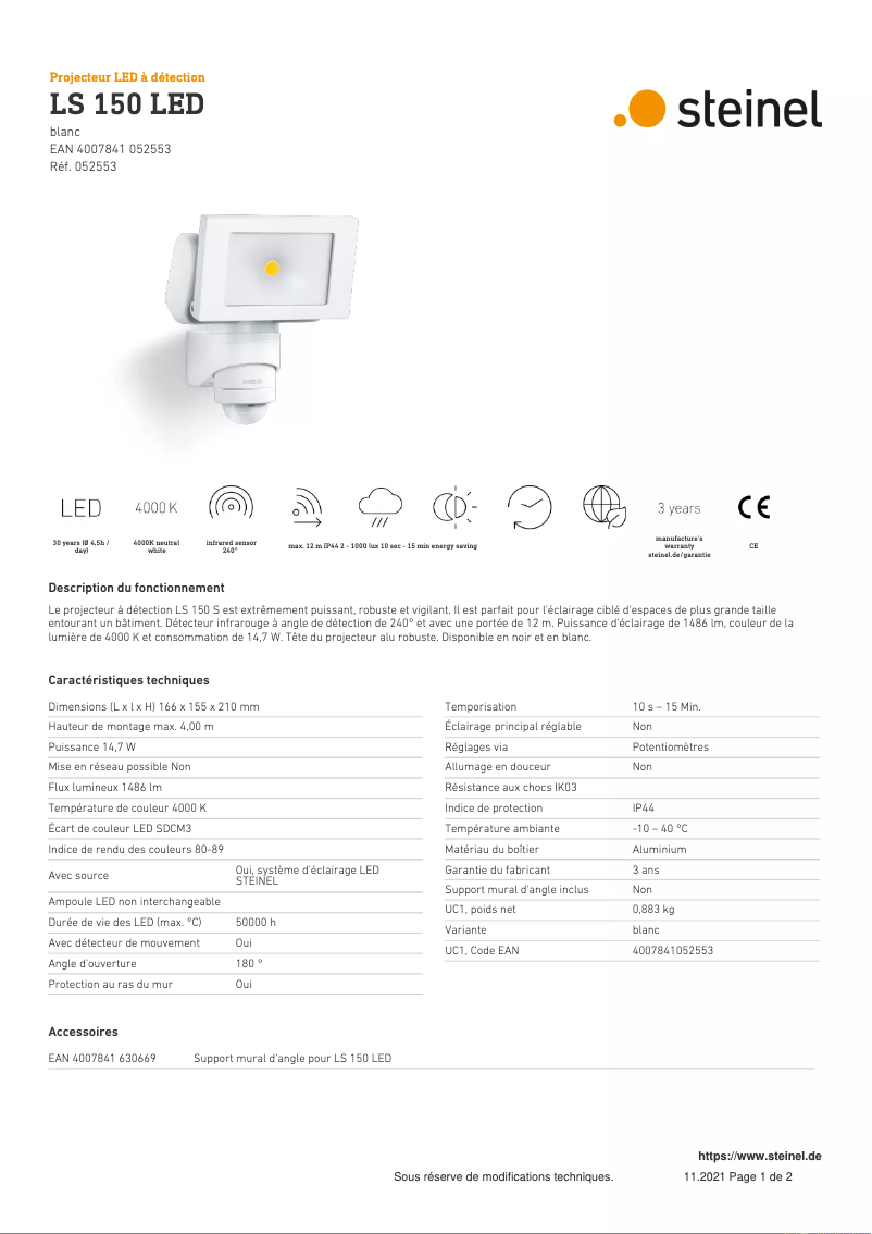 Imagen de la primera página del manual del dispositivo LS 150 LED